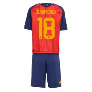 Spanien Martin Zubimendi #18 Hjemmebanetrøje Børn VM 2026 Kortærmet (+ Korte bukser)